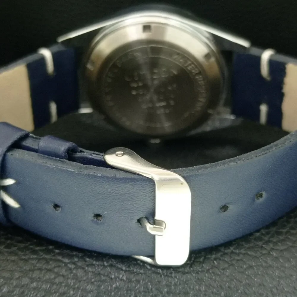 Vintage 1978 Citizen Automatic Mens Silver Watch W/daydate & Blue accents